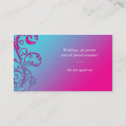 ネイルサロン名刺グリッターブルーピンク 名刺 (裏面)