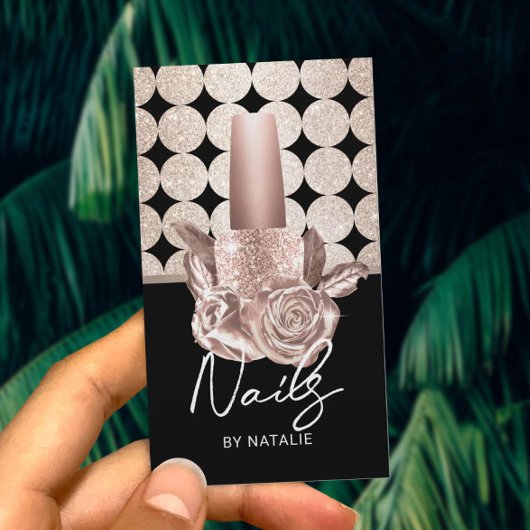 ネイルサロン幾何学的金ゴールドポーランドフラワーマニキュア 名刺