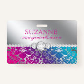 ネイルサロン技術者フローラダマスクピンクブルー  バッジ (裏面)