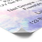 ネイルサロン料金表 水彩 ゴールドグリッター ポスター (角)