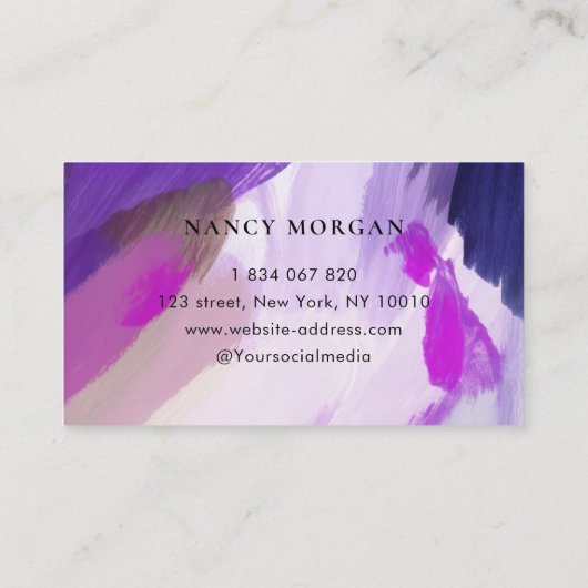 ネイルサロン水彩絵を描（ばちゃばちゃ）跳ねる 名刺 (裏面)