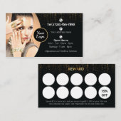 ネイルサロン用ブラックおよび金ゴールド名刺 名刺 (正面/裏面)