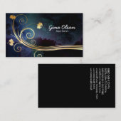 ネイルサロン美しいファッションスタイル金ゴールドフローラ旋回 名刺 (正面/裏面)