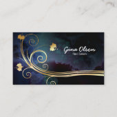 ネイルサロン美しいファッションスタイル金ゴールドフローラ旋回 名刺 (正面)