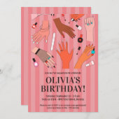 ネイルサロン誕生日パーティー 招待状 (正面/裏面)