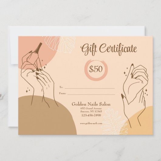 ネイルサロン贈与証 (正面)