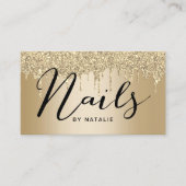 ネイルサロン金ゴールドグリッター駆動タイポグラフィ 名刺 (正面)