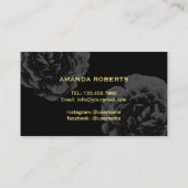 ネイルサロン金ゴールドスクリプエレガントト黒フローラ 名刺 (裏面)