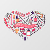 ネイルサロン ウォークイン歓迎 ネイル ペディキュア ハート ウィンドウサイン (シート)