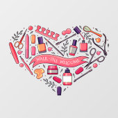 ネイルサロン ウォークイン歓迎 ネイル ペディキュア ハート ウィンドウサイン (シート)