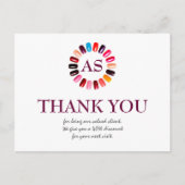 ネイルサロン シンプル ホワイト サンクス クーポン ポストカード (正面)