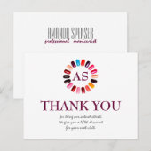 ネイルサロン シンプル ホワイト 感謝 クーポン ポストカード (正面/裏面)