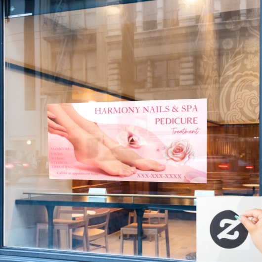 ネイルサロン スパ ペディキュアサービスをカスタマイズ ショップ ウィンドウサイン (カフェ窓)