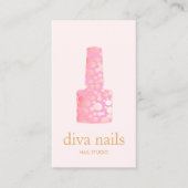 ネイルサロン、ピンクと金ゴールドマニキュリストポーランドボトル 名刺 (正面)