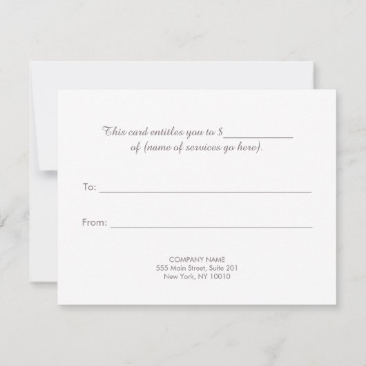 ネイルサロン、メイブピンクのマニキュリストのギフト証明書 (裏面)