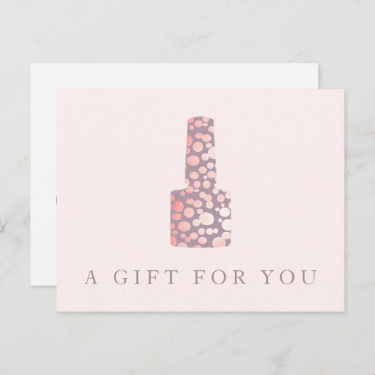 ネイルサロン、メイブピンクのマニキュリストのギフト証明書 (正面/裏面)