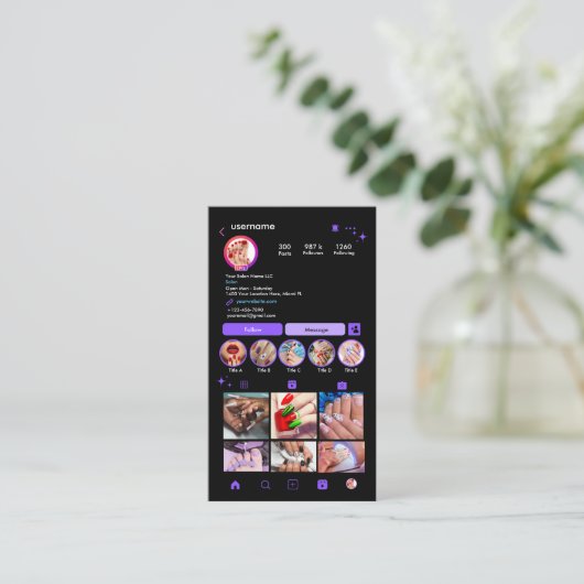 ネイルサロン 名刺 (スタンド正面)