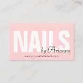 ネイルサロン |爪、 ネイル技術 |爪、 ネイルスタイリスト赤面ピンク 名刺 (正面)