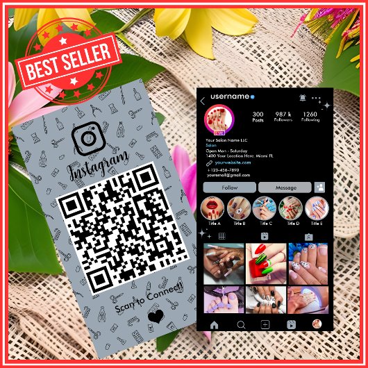 ネイルサロン Instagram ダスティブルー | ソーシャルメディアQR 名刺