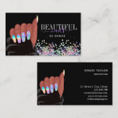 ネイルサロンafroamericanハンドホログラフ爪、 ネイル 名刺 (正面/裏面)