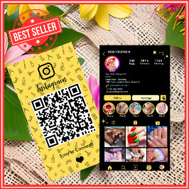 ネイルサロンInstagramイエローQRコード 名刺