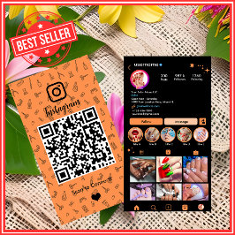 ネイルサロンInstagramオレンジQR 名刺