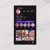ネイルサロンInstagramバイオレット | ソーシャルメディアQRコード 名刺 (正面)