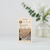ネイルサロンInstagramフォトグリッドQrコードベージュ 名刺 (スタンド正面)