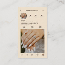 ネイルサロンInstagramフォトグリッドQrコードベージュ 名刺