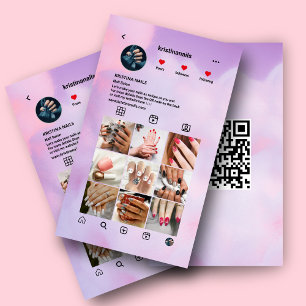 ネイルサロンInstagramフォトコラージホログラフィック 名刺