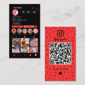 ネイルサロンInstagram赤 |ソーシャルメディアQRコード 名刺 (正面/裏面)