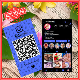 ネイルサロンInstagram Blue | ソーシャルメディアQRコード 名刺