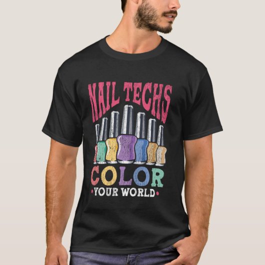 ネイルテック 引用 作業服 ネイルポリッシュ ネイリスト Tシャツ (正面)