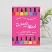ネイルペイントポリッシュ キッズ ガールズ バースデーパーティー 招待状 (スタンド正面)