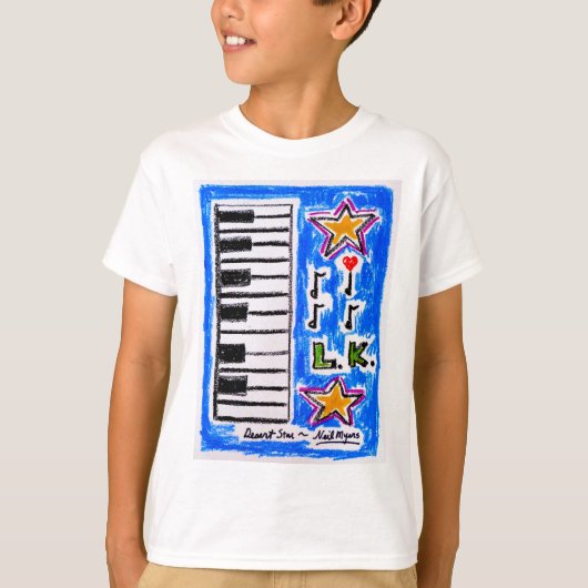 ネイルマイヤーズ著男の子のための"ピアノワイシャツ" Tシャツ (正面)