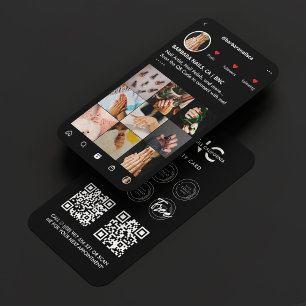 ネイル技術者 マニキュアリスト ブラック IG ロイヤルティカード 名刺