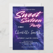 ネオエレガントンピンクブルー離れスイット16誕生日 招待状 (正面)