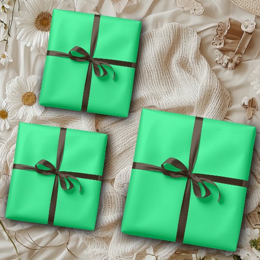 ネオエレガント無地のミニマル春グリーンカラー ラッピングペーパーシート