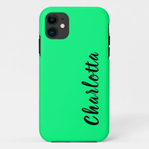 ネオエレガント無地のミニマル春グリーンカラー iPhone 11 ケース