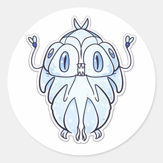 ネオカゲコ氷の妖精ファンタジー生き物ステッカー ラウンドシール (正面)