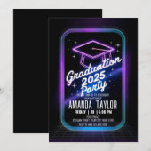 ネオカスタマイズンパープルディナー卒業未来的 招待状 (正面/裏面)