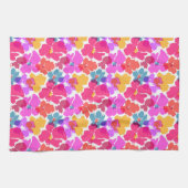 ネオカラフルモダンン花柄 キッチンタオル (横)