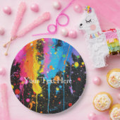 ネオカラフル絵を描（ばちゃばちゃ）跳ねるカスタマイズ ペーパープレート (パーティー)