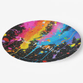 ネオカラフル絵を描（ばちゃばちゃ）跳ねるカスタマイズ ペーパープレート (アングル)