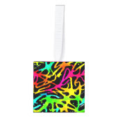 ネオカラフル（ばちゃばちゃ）跳ねる絵を描デザイン キューブオーナメント (正面)