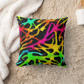 ネオカラフル(ばちゃばちゃ)跳ねる絵を描デザイン クッション (ブランケット)