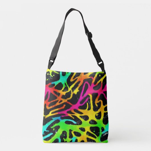 ネオカラフル（ばちゃばちゃ）跳ねる絵を描デザイン クロスボディバッグ (裏面)