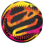 ネオカラフル(ばちゃばちゃ)跳ねる絵を描デザイン ソフトボール (正面左)