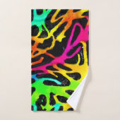 ネオカラフル(ばちゃばちゃ)跳ねる絵を描デザイン バスタオルセット (ハンドタオル)