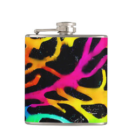 ネオカラフル(ばちゃばちゃ)跳ねる絵を描デザイン フラスク